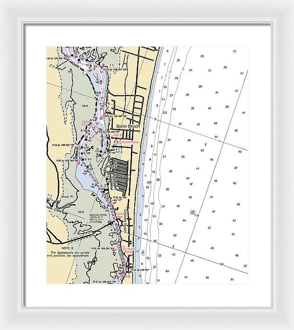 Butler Beach-florida Nautical Chart - Framed Print