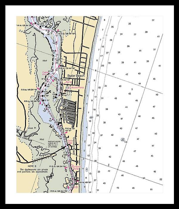 Butler Beach-florida Nautical Chart - Framed Print