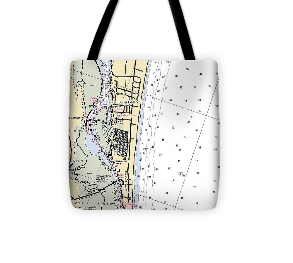 Butler Beach Florida Nautical Chart Tote Bag