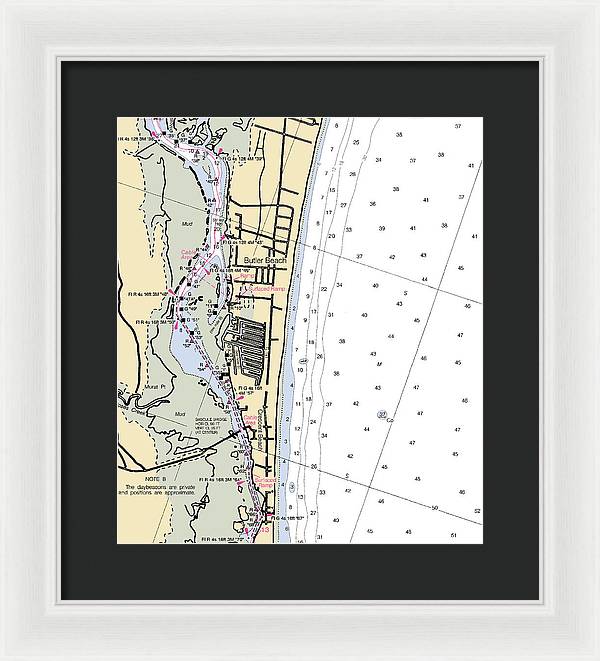 Butler Beach-florida Nautical Chart - Framed Print