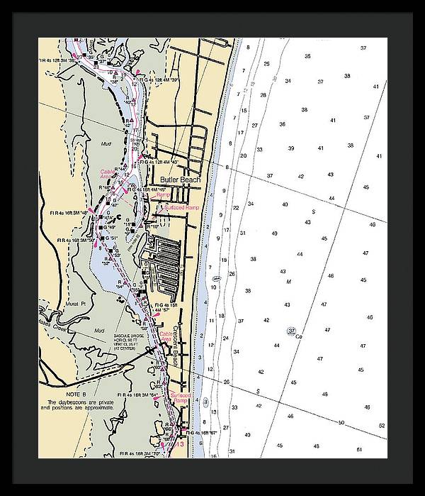 Butler Beach-florida Nautical Chart - Framed Print