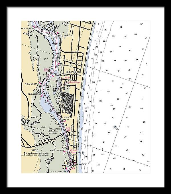 Butler Beach-florida Nautical Chart - Framed Print