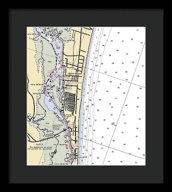 Butler Beach-florida Nautical Chart - Framed Print