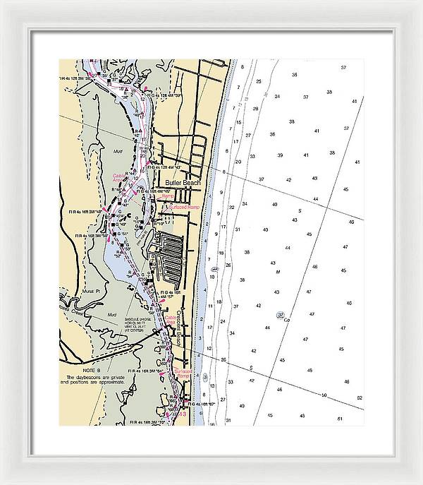 Butler Beach-florida Nautical Chart - Framed Print