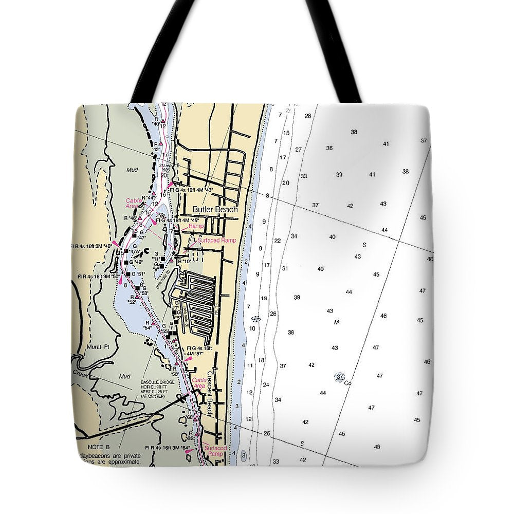 Butler Beach-florida Nautical Chart - Tote Bag