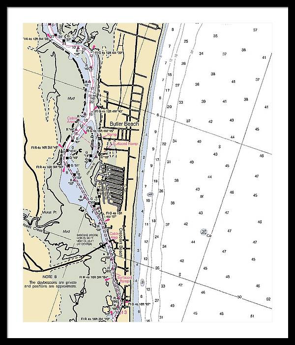 Butler Beach-florida Nautical Chart - Framed Print