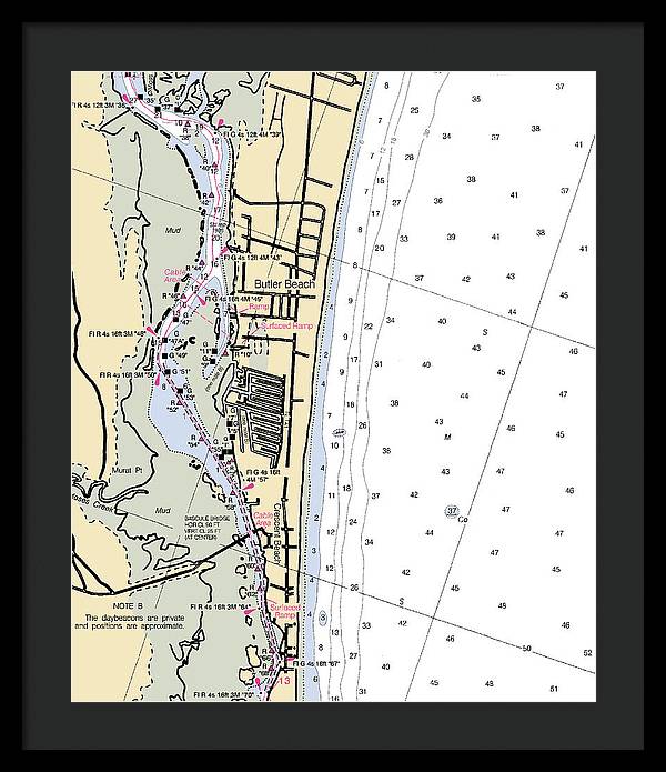 Butler Beach-florida Nautical Chart - Framed Print