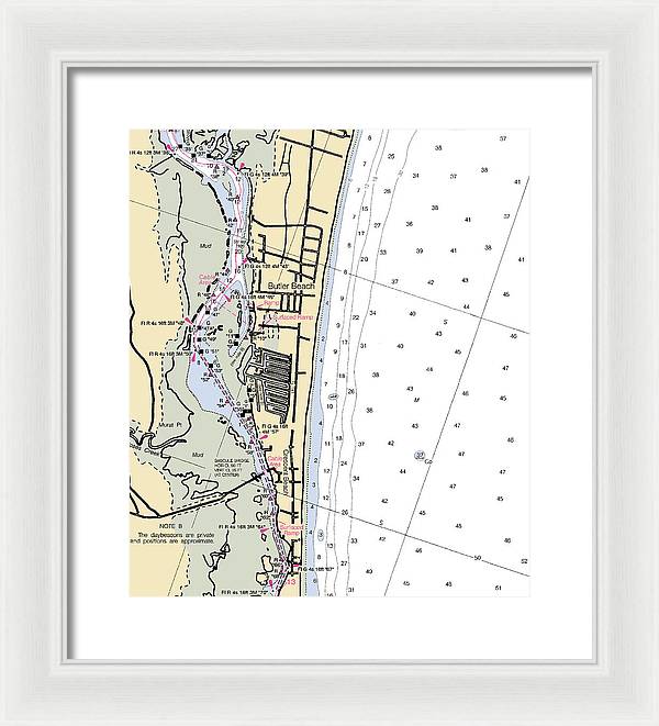 Butler Beach-florida Nautical Chart - Framed Print