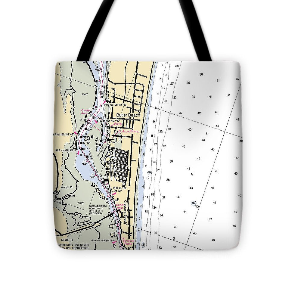 Butler Beach-florida Nautical Chart - Tote Bag