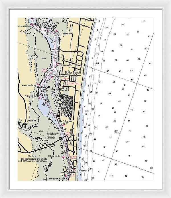 Butler Beach-florida Nautical Chart - Framed Print