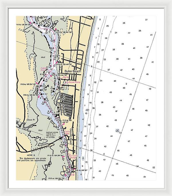 Butler Beach-florida Nautical Chart - Framed Print