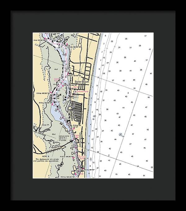 Butler Beach-florida Nautical Chart - Framed Print