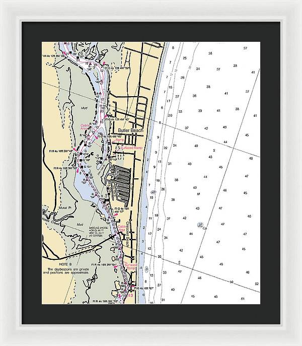 Butler Beach-florida Nautical Chart - Framed Print