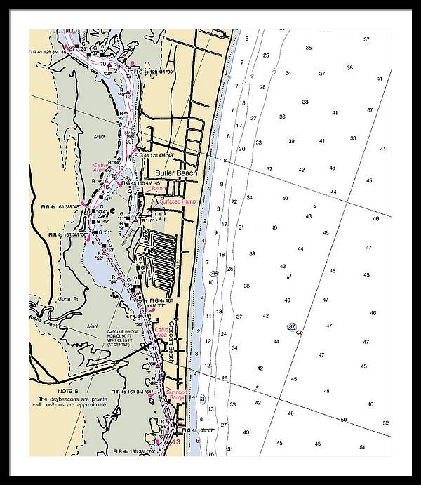 Butler Beach-florida Nautical Chart - Framed Print