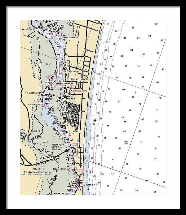 Butler Beach-florida Nautical Chart - Framed Print