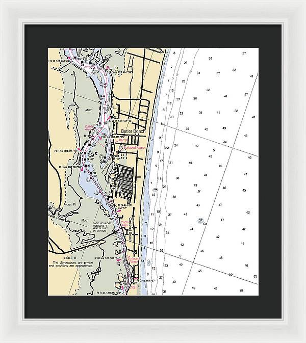 Butler Beach-florida Nautical Chart - Framed Print