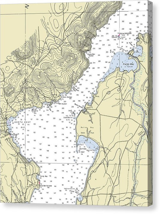 Button Bay State Park Lake Champlain Nautical Chart Canvas Print