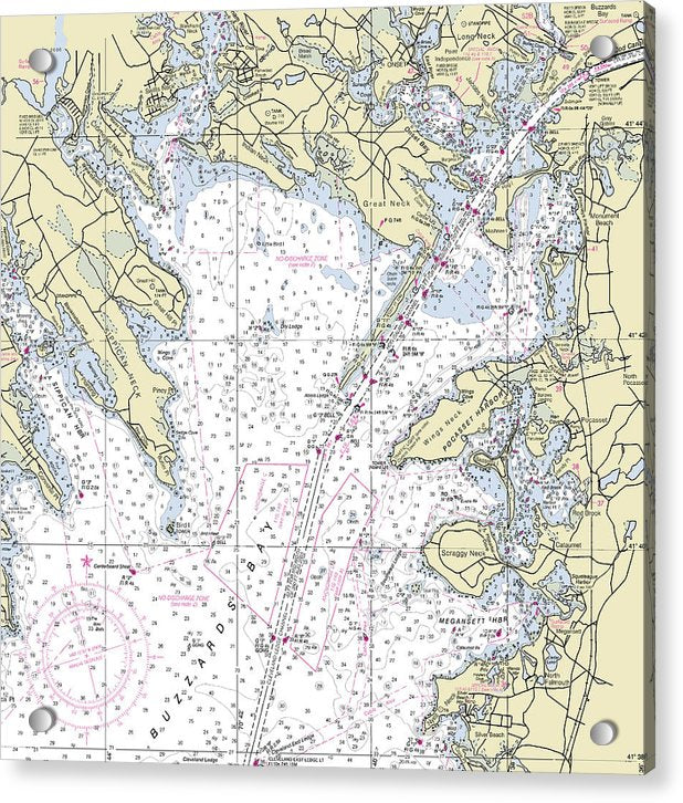 Buzzards Bay Massachusetts Nautical Chart - Acrylic Print