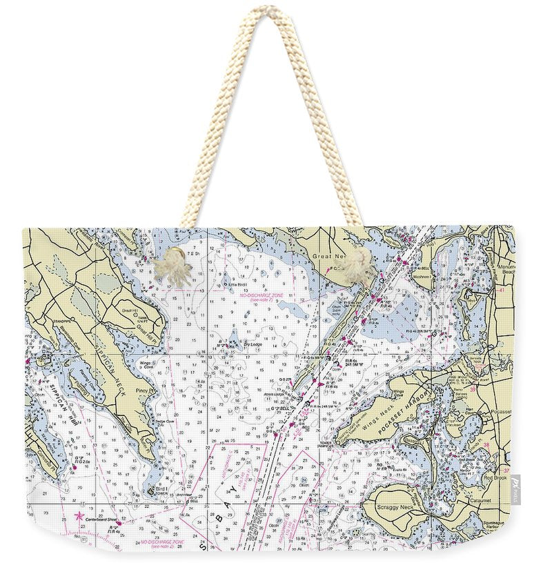 Buzzards Bay Massachusetts Nautical Chart - Weekender Tote Bag