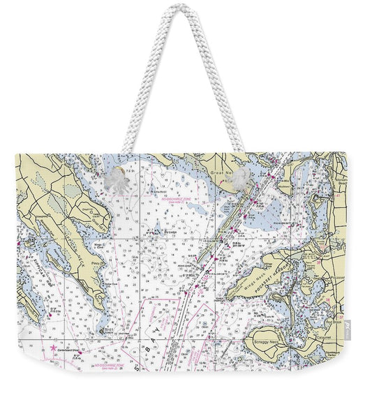 Buzzards Bay Massachusetts Nautical Chart - Weekender Tote Bag