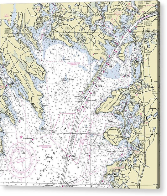 Buzzards Bay Massachusetts Nautical Chart  Acrylic Print