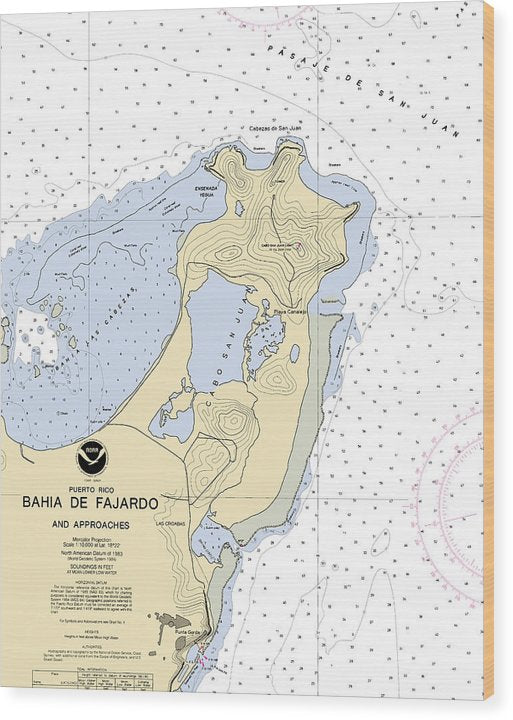 Cabo San Juan -Puerto Rico Nautical Chart _V2 Wood Print