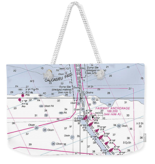 Calcasieu Pass-louisiana Nautical Chart - Weekender Tote Bag