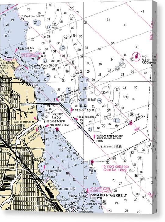 Calumet Harbor-Lake Michigan Nautical Chart Canvas Print