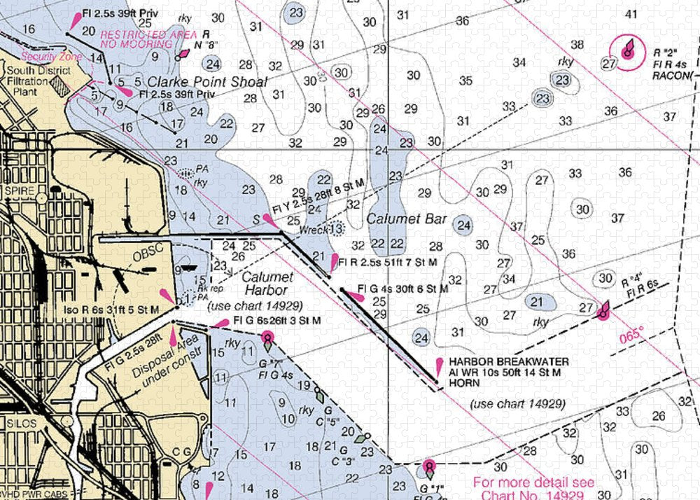 Calumet Harbor-lake Michigan Nautical Chart - Puzzle