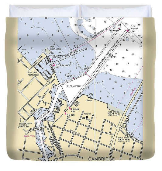 Cambridge Maryland Nautical Chart Duvet Cover