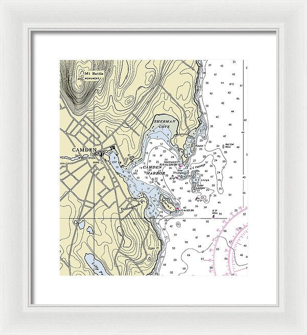 Camden Maine Nautical Chart - Framed Print