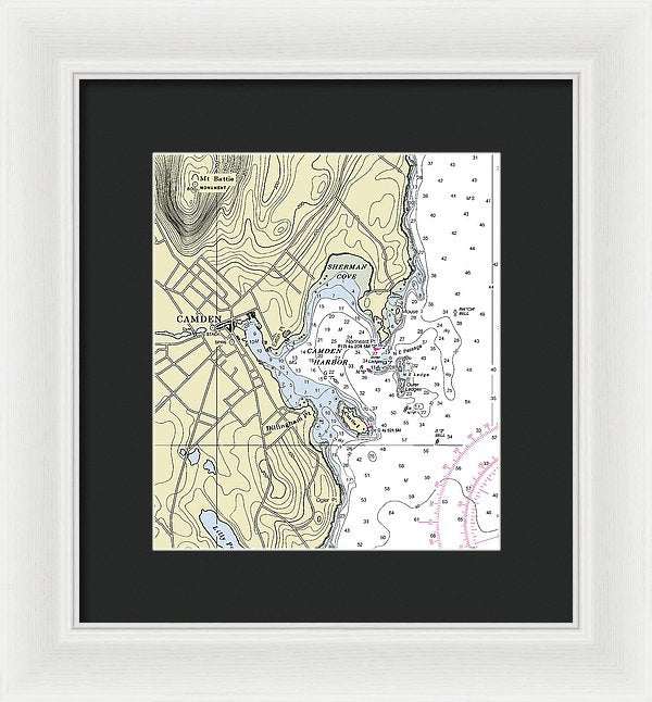 Camden Maine Nautical Chart - Framed Print