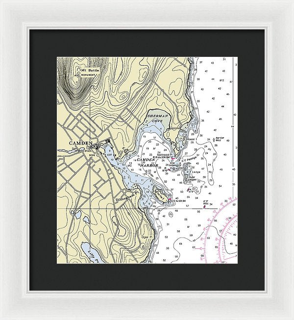 Camden Maine Nautical Chart - Framed Print