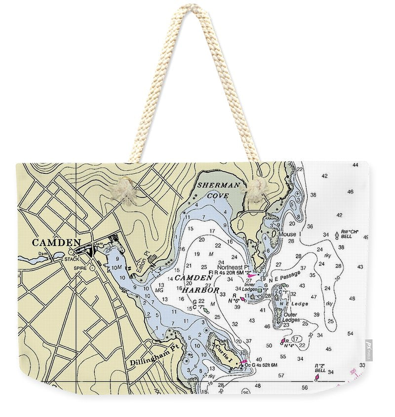 Camden Maine Nautical Chart - Weekender Tote Bag