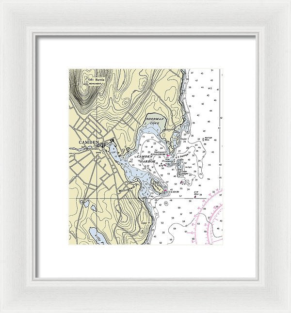 Camden Maine Nautical Chart - Framed Print