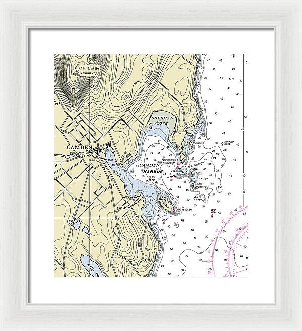 Camden Maine Nautical Chart - Framed Print