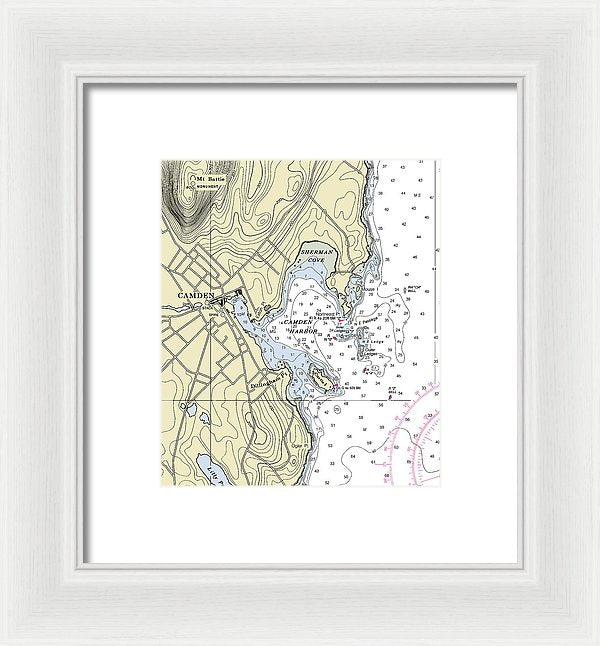 Camden Maine Nautical Chart - Framed Print