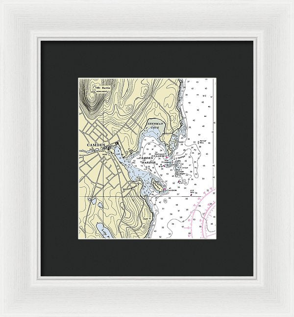 Camden Maine Nautical Chart - Framed Print