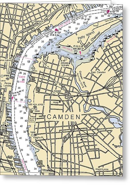 Camden-new Jersey Nautical Chart - Greeting Card