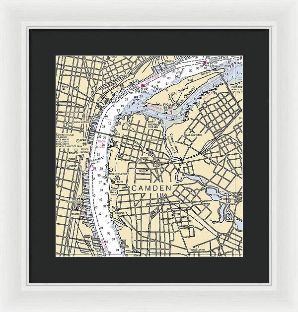 Camden-new Jersey Nautical Chart - Framed Print