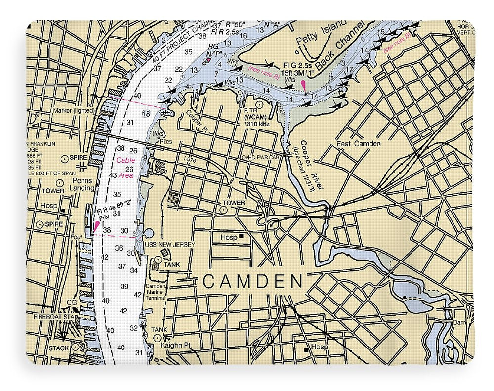 Camden-new Jersey Nautical Chart - Blanket