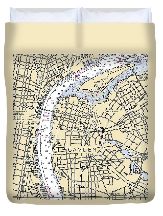 Camden-new Jersey Nautical Chart - Duvet Cover