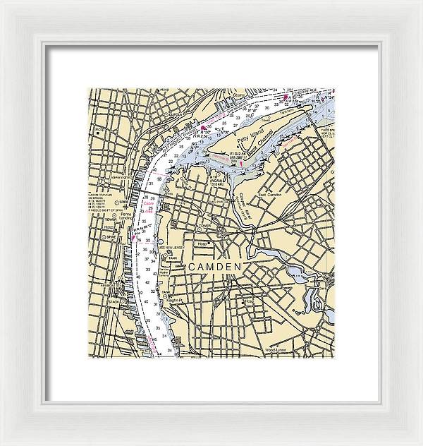 Camden-new Jersey Nautical Chart - Framed Print