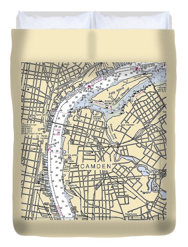 Camden-new Jersey Nautical Chart - Duvet Cover