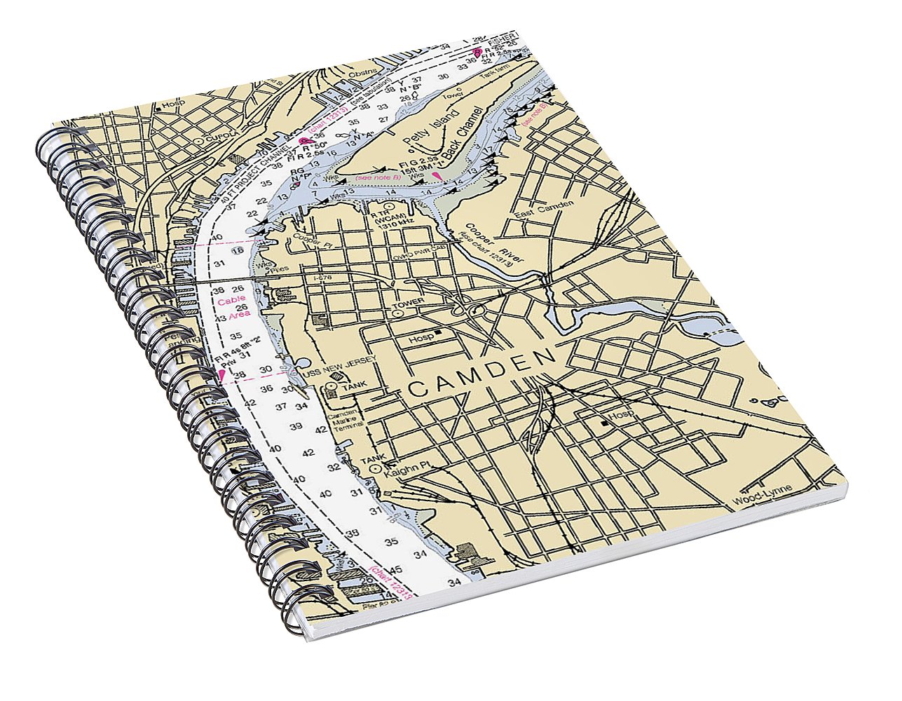 Camden-new Jersey Nautical Chart - Spiral Notebook