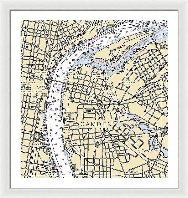 Camden-new Jersey Nautical Chart - Framed Print