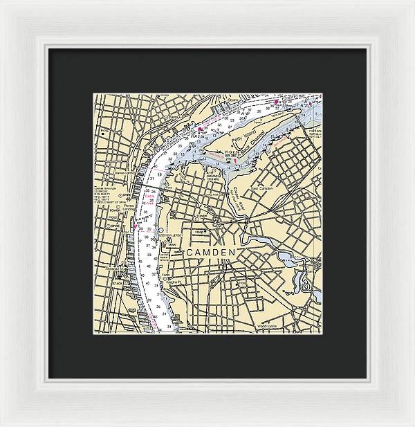 Camden-new Jersey Nautical Chart - Framed Print