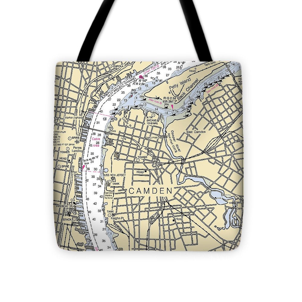 Camden-new Jersey Nautical Chart - Tote Bag