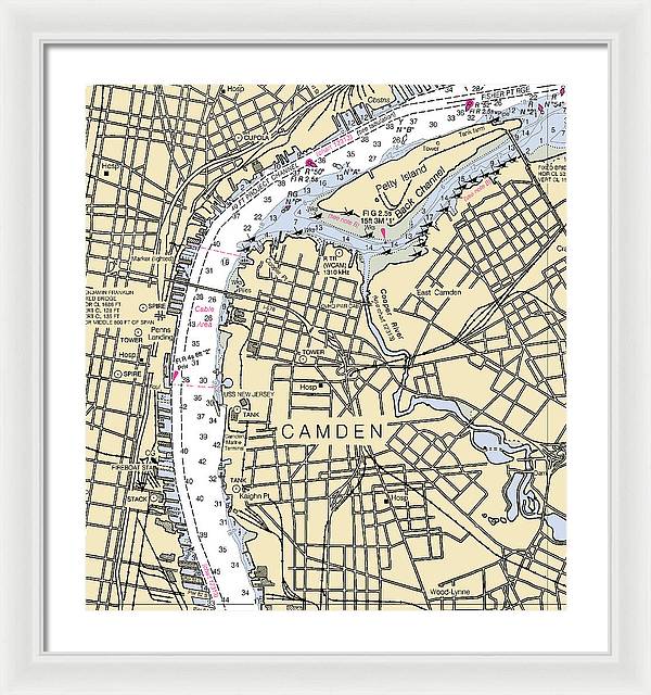 Camden-new Jersey Nautical Chart - Framed Print