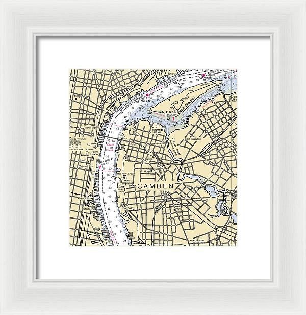 Camden-new Jersey Nautical Chart - Framed Print